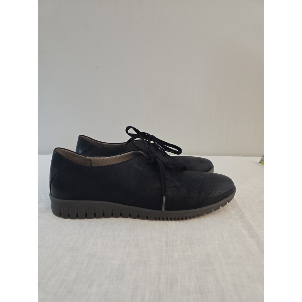 Dansko US 9.5-10 EU 40 Libbie Burnished Calf Leather Black Lace Up Shoes Loafers